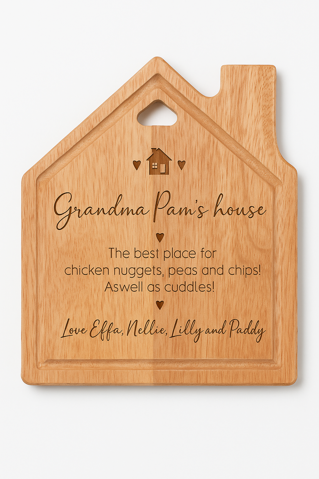Personalised House-Shaped Wooden Chopping Board
