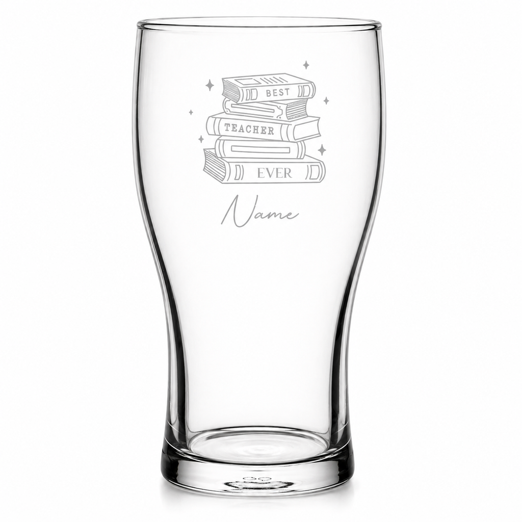 Personalised Best Teacher Ever Pint Glass – Engraved Gift for Teachers