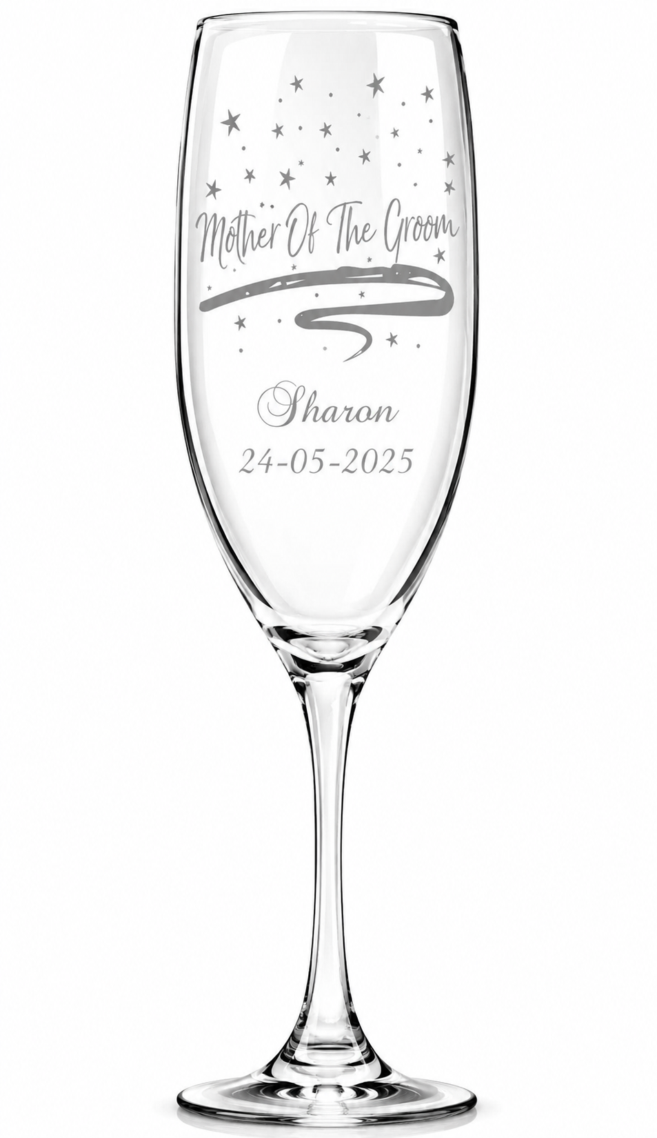 Personalised Wedding Champagne Flute – Bride & Groom Glasses – Mother of the Groom Gift – Engraved Champagne Glass – Wedding Toast Flute