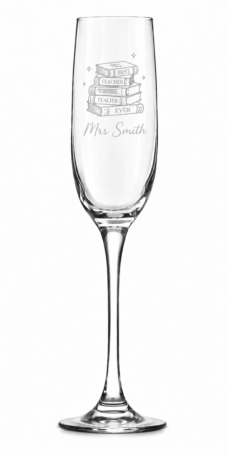 Personalised Champagne Flute – Best Teacher Ever Engraved Glass Gift (Any Name)