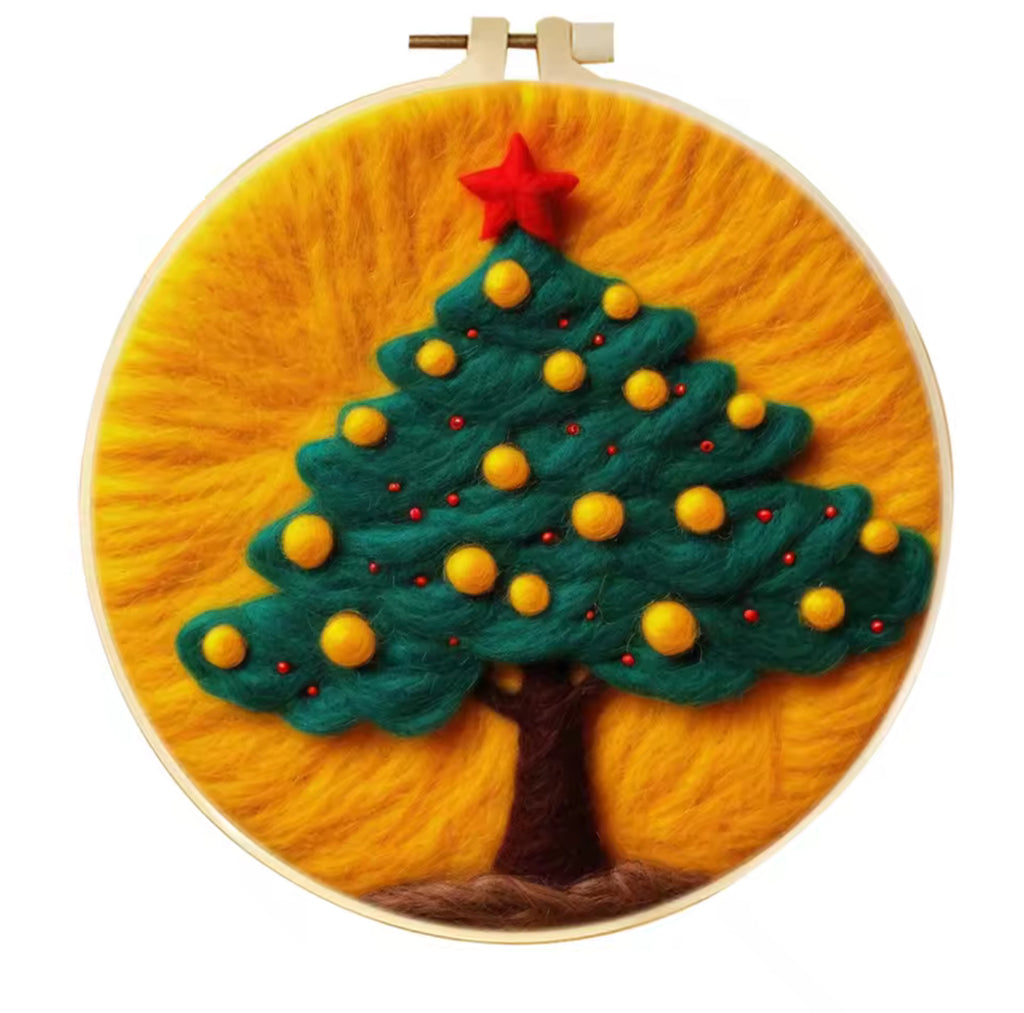 Christmas Needle Felting Hoop Art – Handmade Wool Christmas Decor – Santa, Snowman & Winter Scenes