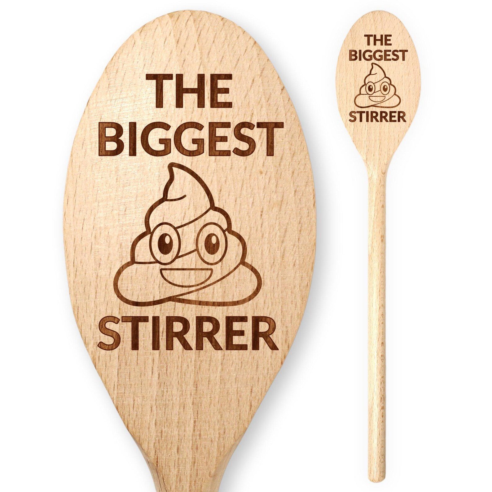 😂 ‘The Biggest Stirrer’ Engraved Wooden Spoon – Funny Gift