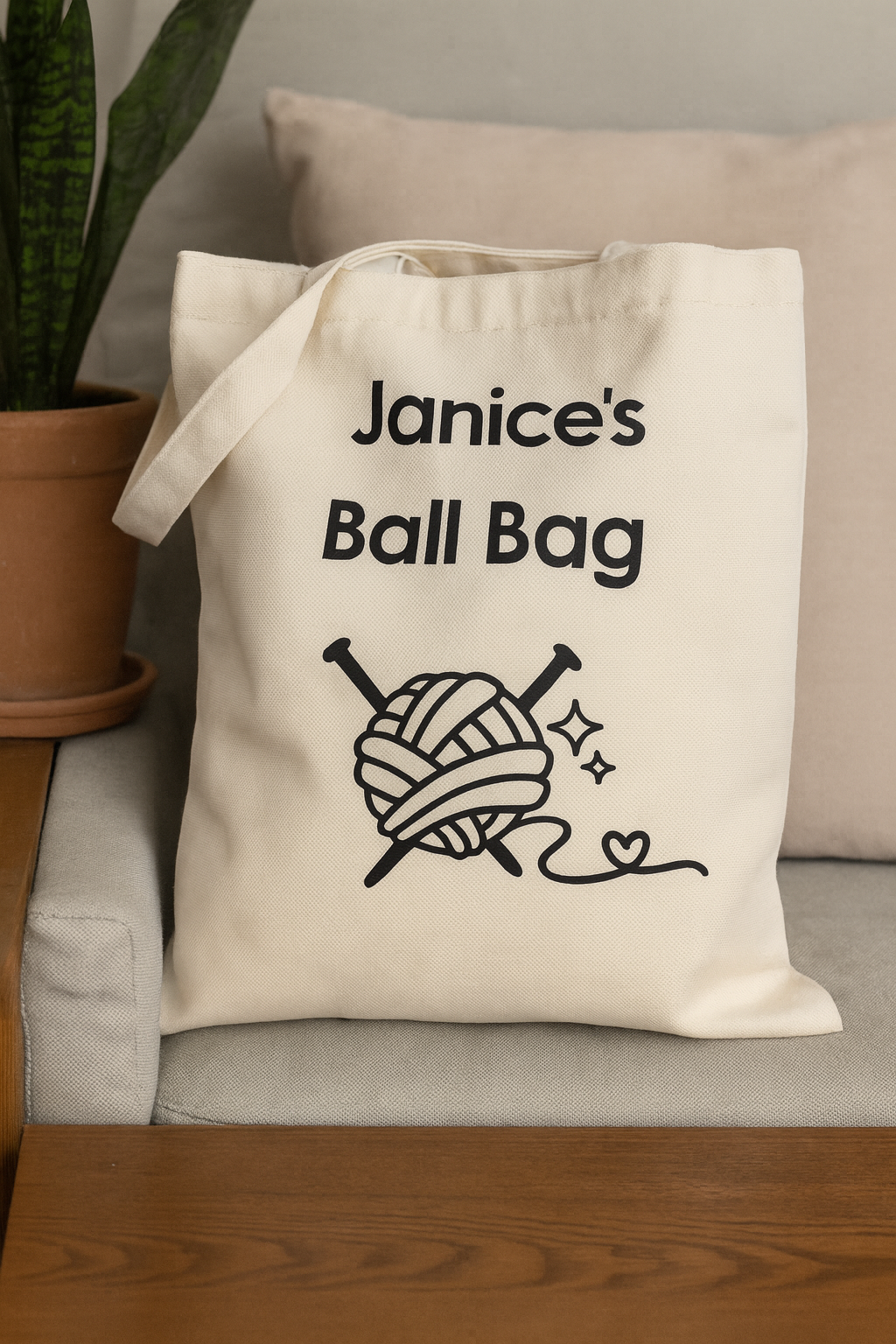 Personalised ‘Ball Bag’ Tote Bag – Funny Gift for Knitters & Crocheters