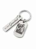 Father's Day Personalised Photo Keyring for Grandad – Custom Engraved Family Picture Gift from Grandchildren