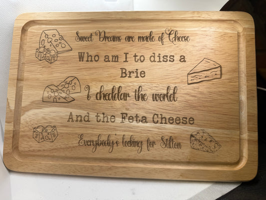Funny Cheese Chopping Board | Sweet Dreams Are Made of Cheese | Gift for Cheese Lover | Personalised Kitchen Board