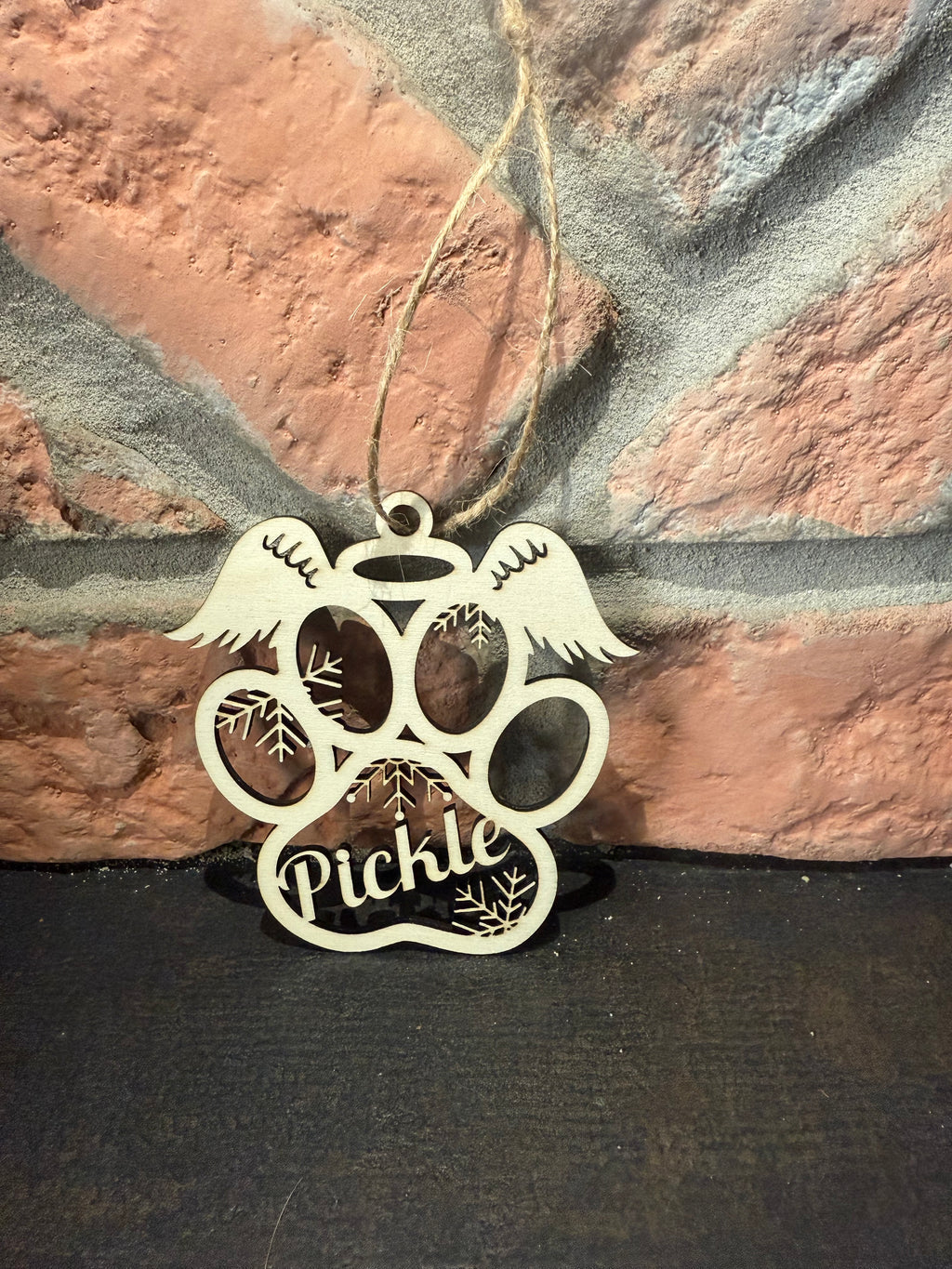 Personalised Pet Paw Christmas Decoration | Memorial Angel Bauble | Custom Wooden Dog or Cat Ornament