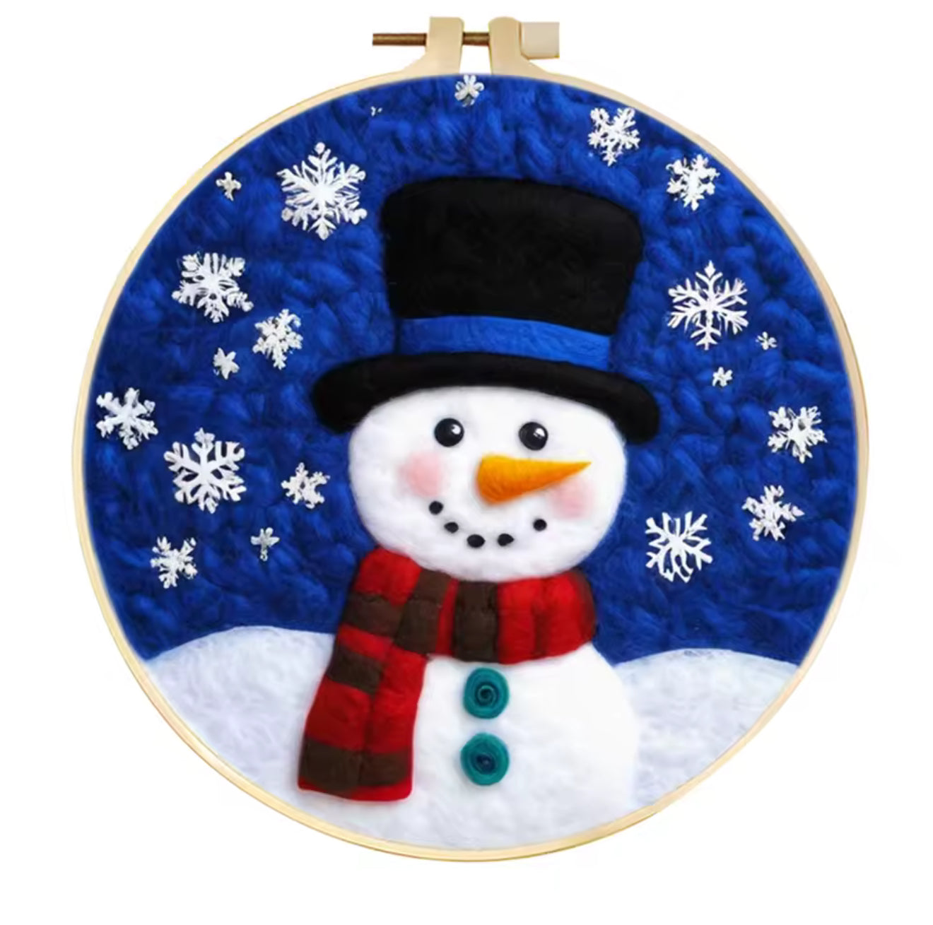 Christmas Needle Felting Hoop Art – Handmade Wool Christmas Decor – Santa, Snowman & Winter Scenes