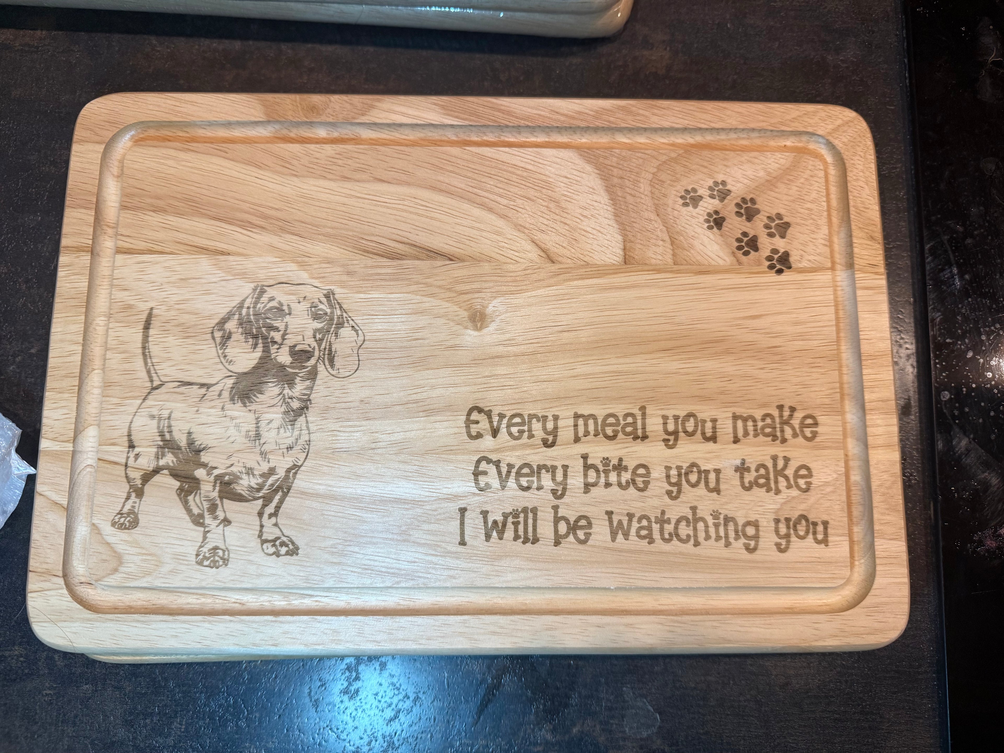 Dachshund Every Bite You Take Engraved Board | Sausage Dog Gift | Dog Lover Kitchen Board