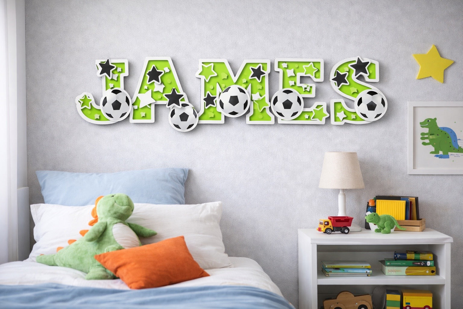 Personalised Football Name Wall Sign – Layered Wooden Letters