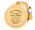 Personalised Engraved Cheese Board Gift – Funny Teacher Gift “It Might Sound Cheesy But Class Think You’re Grate” – Wooden Serving Board with Name