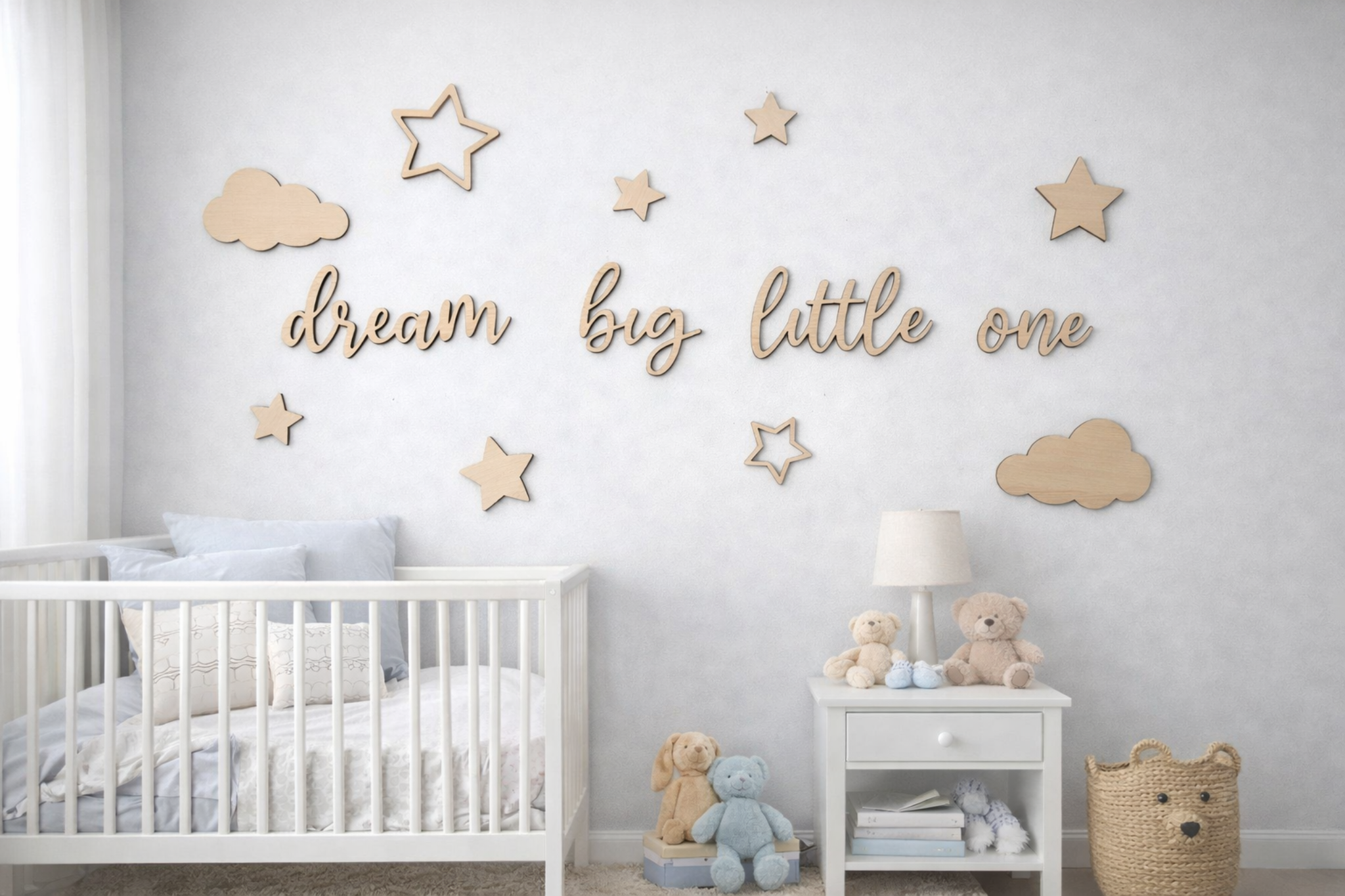 Dream Big Little One Wooden Wall Quote – Nursery Wall Decor Set