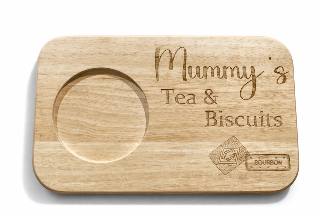 Personalised Wooden Tea & Biscuit Board – Mothers Day Gift