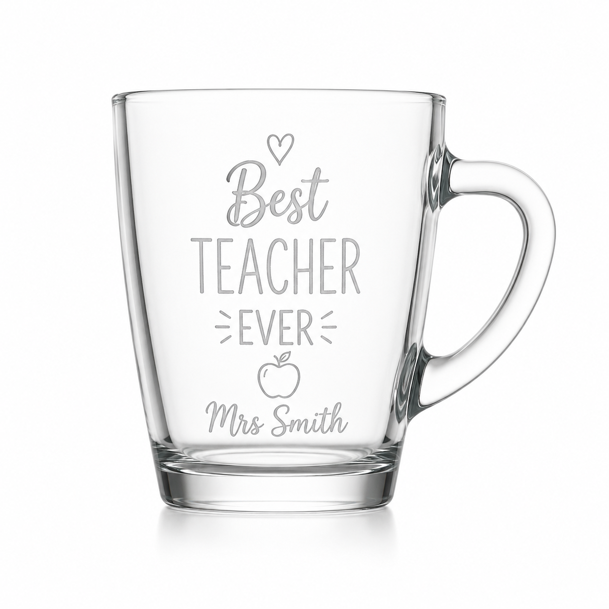Thank You Teacher Gift | Personalised Glass Mug | End of Term Teacher Present | Custom Teacher Name Mug