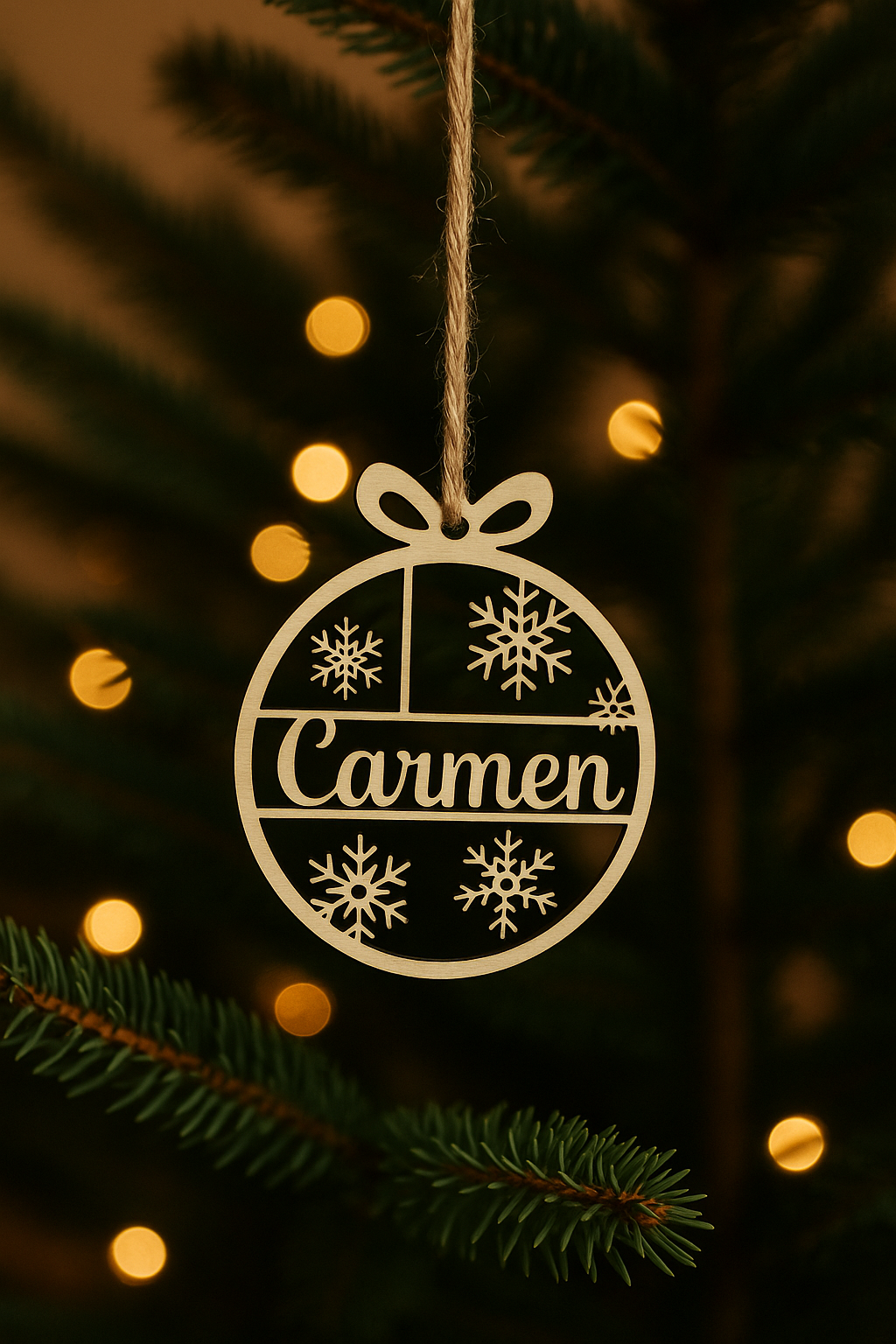Personalised Wooden Snowflake Bauble – Custom Name Christmas Ornament | Laser Cut Decoration | Xmas Tree Gift Tag | Stocking Filler