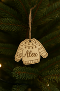 Personalised Wooden Christmas Jumper Ornament – Custom Name Engraved Decoration