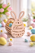 Personalised Wooden Easter Bunny Basket | Reusable Easter Egg Basket | Custom Name Bunny Basket | Easter Gift for Kids | Easter Egg Hunt Basket