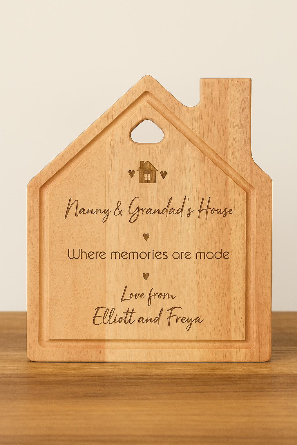 Personalised House-Shaped Wooden Chopping Board