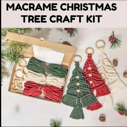 DIY Macrame Christmas Tree Ornament Kit (Set of 3)