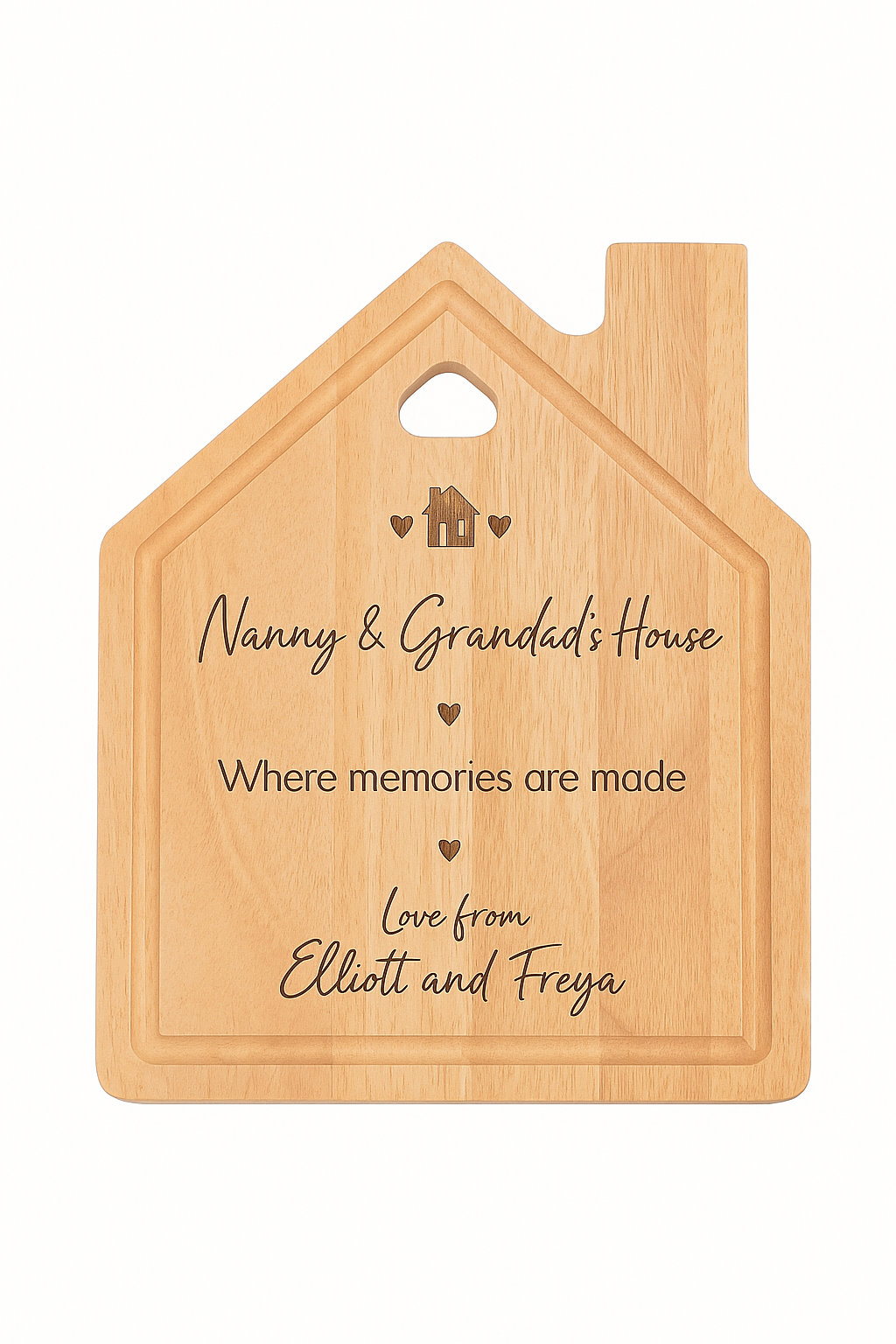 Personalised House-Shaped Wooden Chopping Board