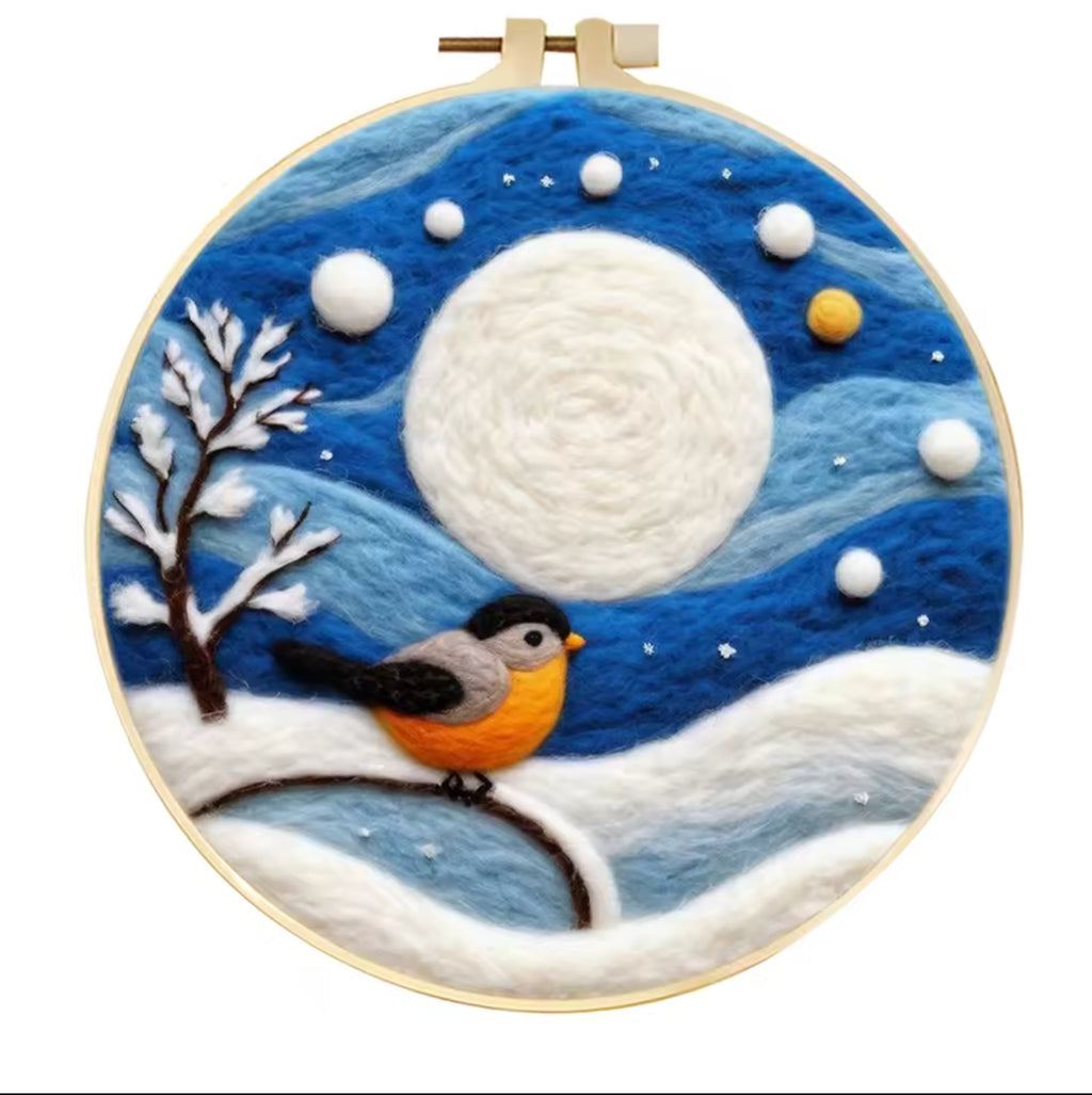 Christmas Needle Felting Hoop Art – Handmade Wool Christmas Decor – Santa, Snowman & Winter Scenes