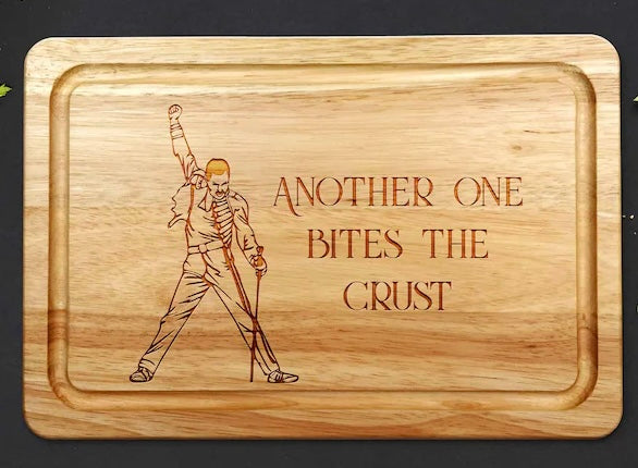 Funny Engraved Wooden Cutting Board | Another One Bites The Crust Chopping Board | Music Inspired Kitchen Gift | Novelty Kitchen Decor