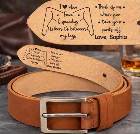 Personalised Leather Belt – Funny Engraved Gift for Him | Anniversary, Valentine’s, Birthday Gift