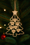 Personalised Wooden Family Christmas Tree Ornament – Custom Engraved Keepsake Decoration
