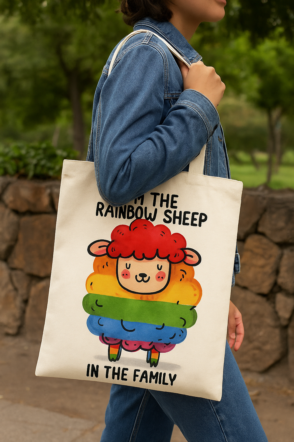 Rainbow Sheep Tote Bag – Funny Pride Gift, Eco-Friendly Canvas Shopper
