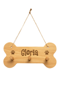 Personalised Wooden Dog Lead Holder – Custom Bone-Shaped Hanger