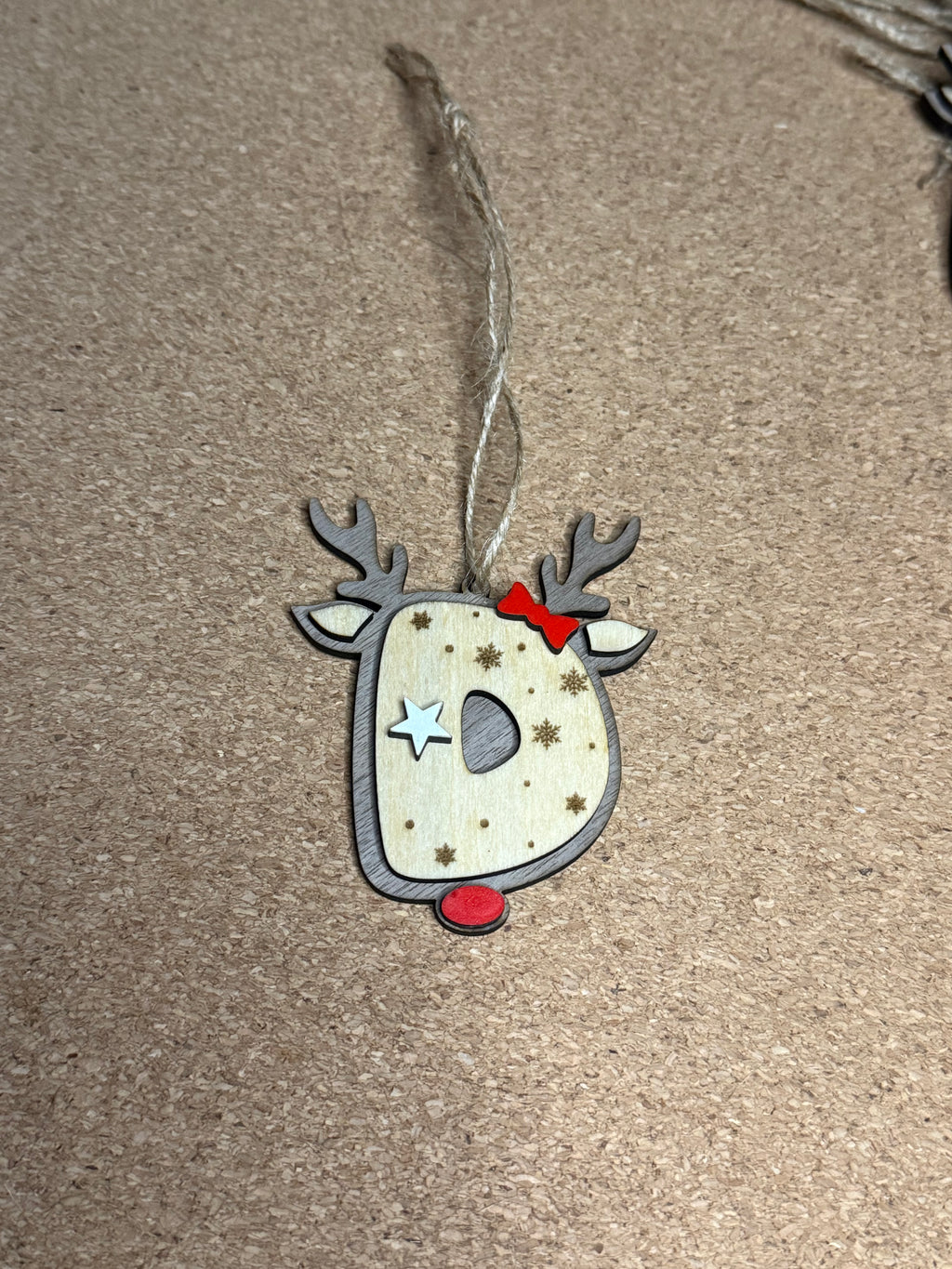 Personalised Reindeer Initial Christmas Decoration – Any Letter – Wooden Hanging Ornament