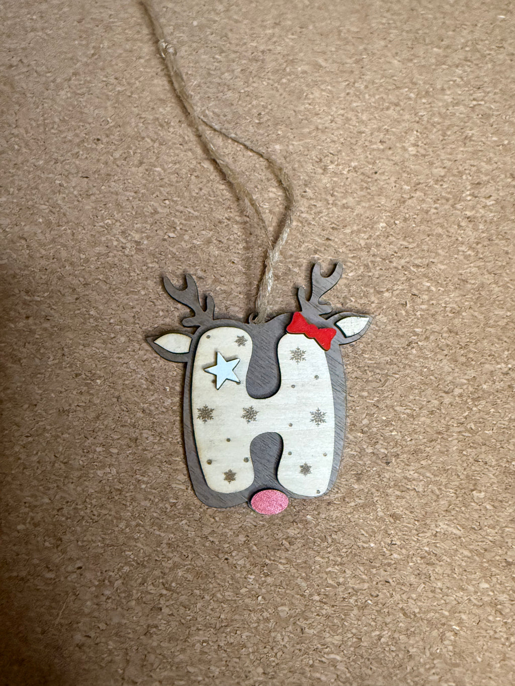 Personalised Reindeer Initial Christmas Decoration – Any Letter – Wooden Hanging Ornament