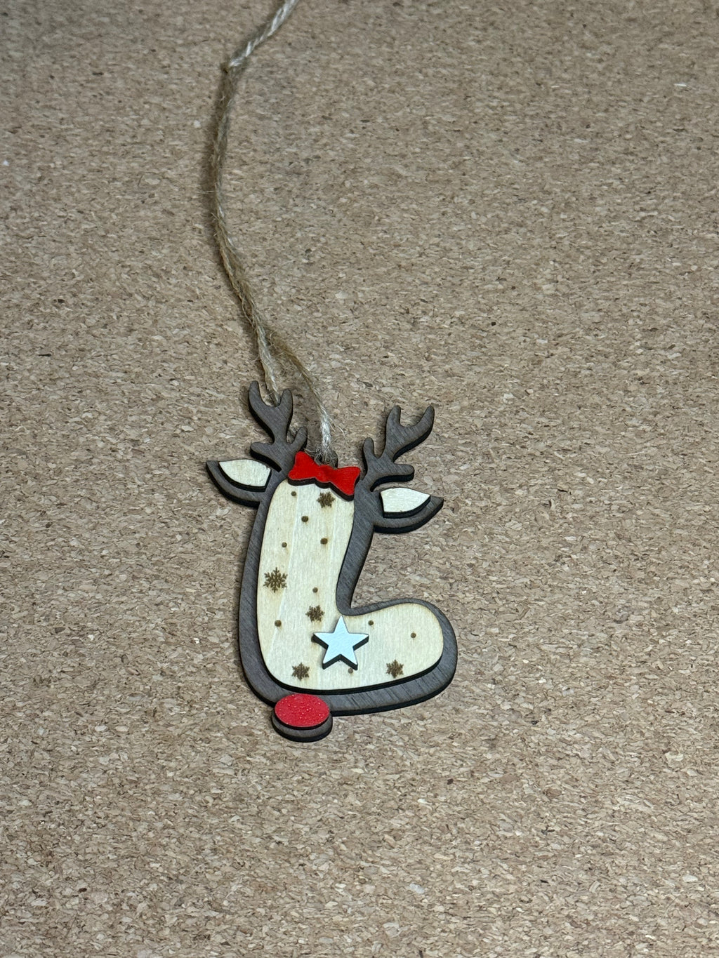 Personalised Reindeer Initial Christmas Decoration – Any Letter – Wooden Hanging Ornament