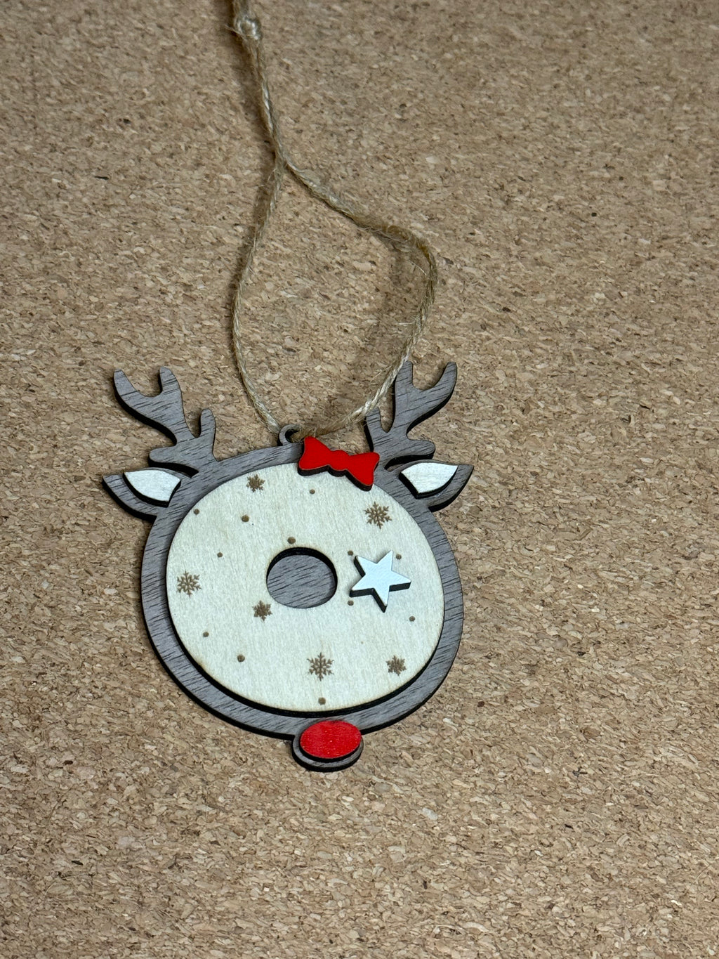 Personalised Reindeer Initial Christmas Decoration – Any Letter – Wooden Hanging Ornament