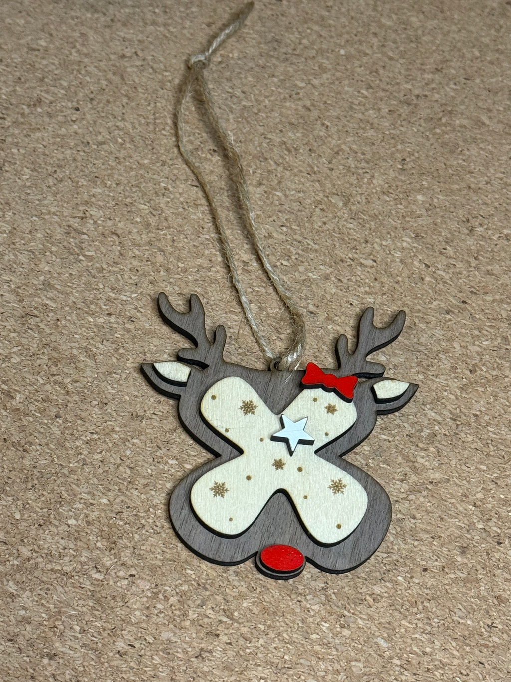 Personalised Reindeer Initial Christmas Decoration – Any Letter – Wooden Hanging Ornament