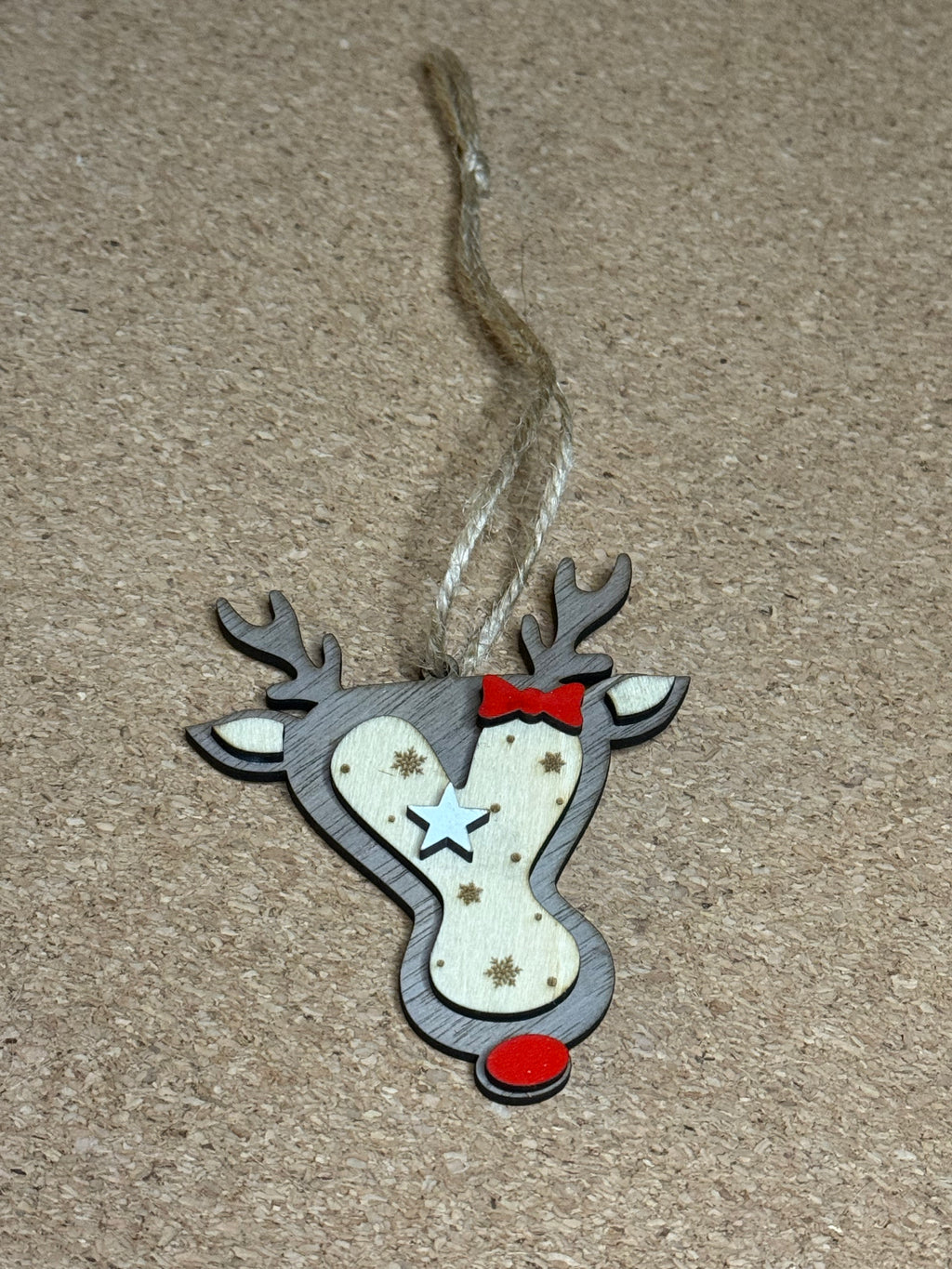Personalised Reindeer Initial Christmas Decoration – Any Letter – Wooden Hanging Ornament