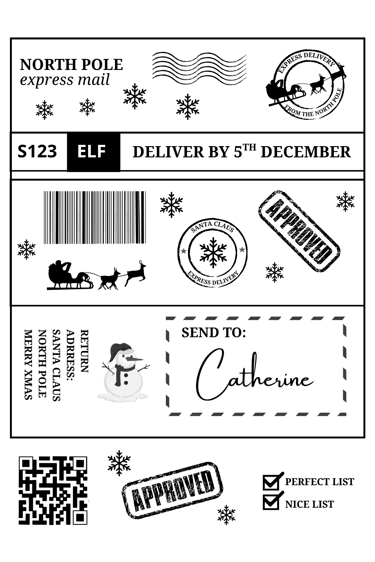 North Pole Express Mail Gift Label – Personalised Christmas Present Sticker | Santa Delivery Label | Special Delivery Tag