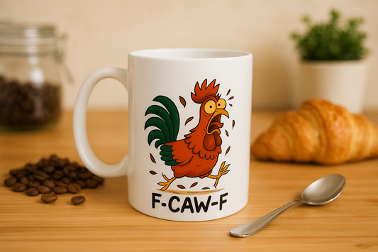 Funny F-CAW-F Rooster Mug 🐔☕ | Hilarious Morning Coffee Mug | Perfect Gift for Coffee Lovers
