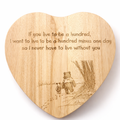 Personalised Heart-Shaped Wooden Plaque – Storybook Bear & Pig Design