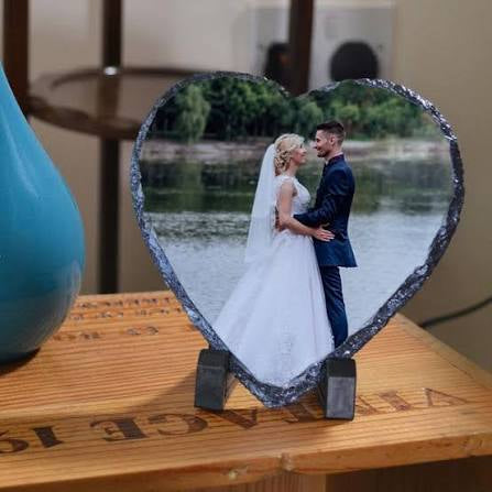 Personalised Heart Photo Slate Plaque