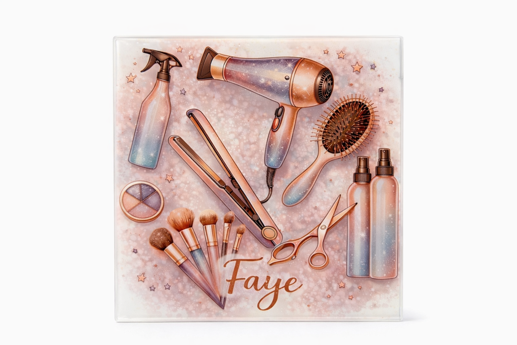 Personalised Glass Hair Styling Tool Rest Board