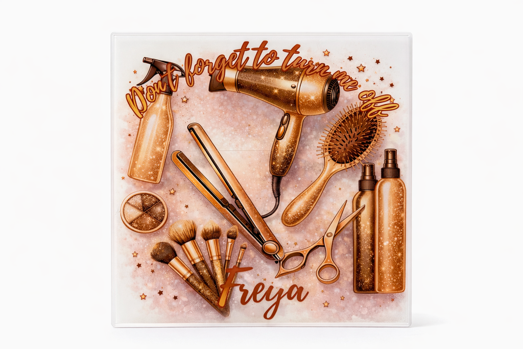 Personalised Glass Hair Styling Tool Rest Board