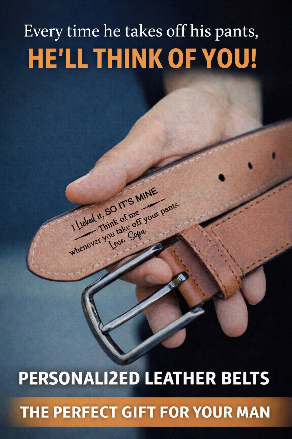 Personalised Leather Belt – Funny Engraved Gift for Him | Anniversary, Valentine’s, Birthday Gift