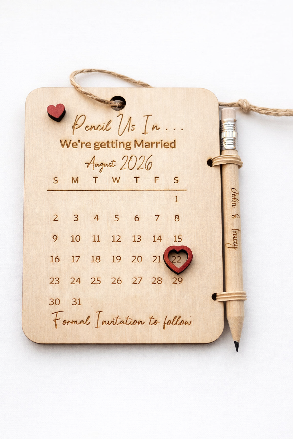Personalised Wooden “Pencil Us In” Wedding Save the Date