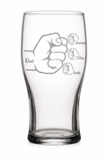 Personalised Dad Pint Glass – Fist Bump Engraved Beer Glass – Custom Kids Names Gift for Dad – Father’s Day Gift from Sons – Laser Engraved