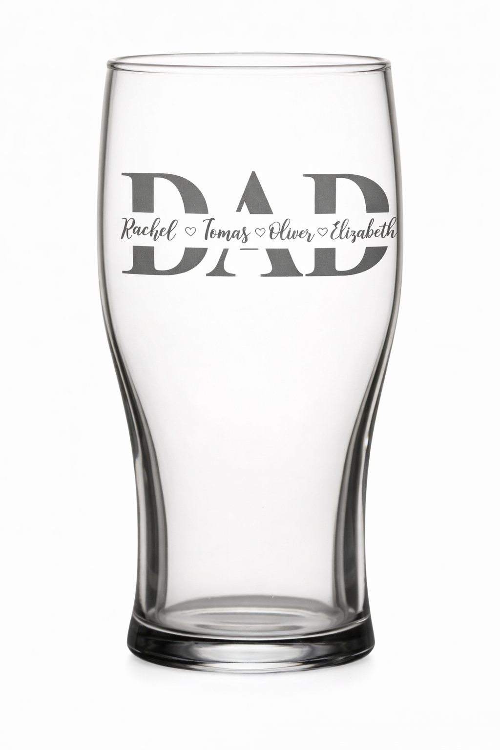 Personalised Dad Pint Glass with Children’s Names – Engraved DAD Beer Glass – Custom Father’s Day Gift – Dad Gift from Kids – Pint Glass UK