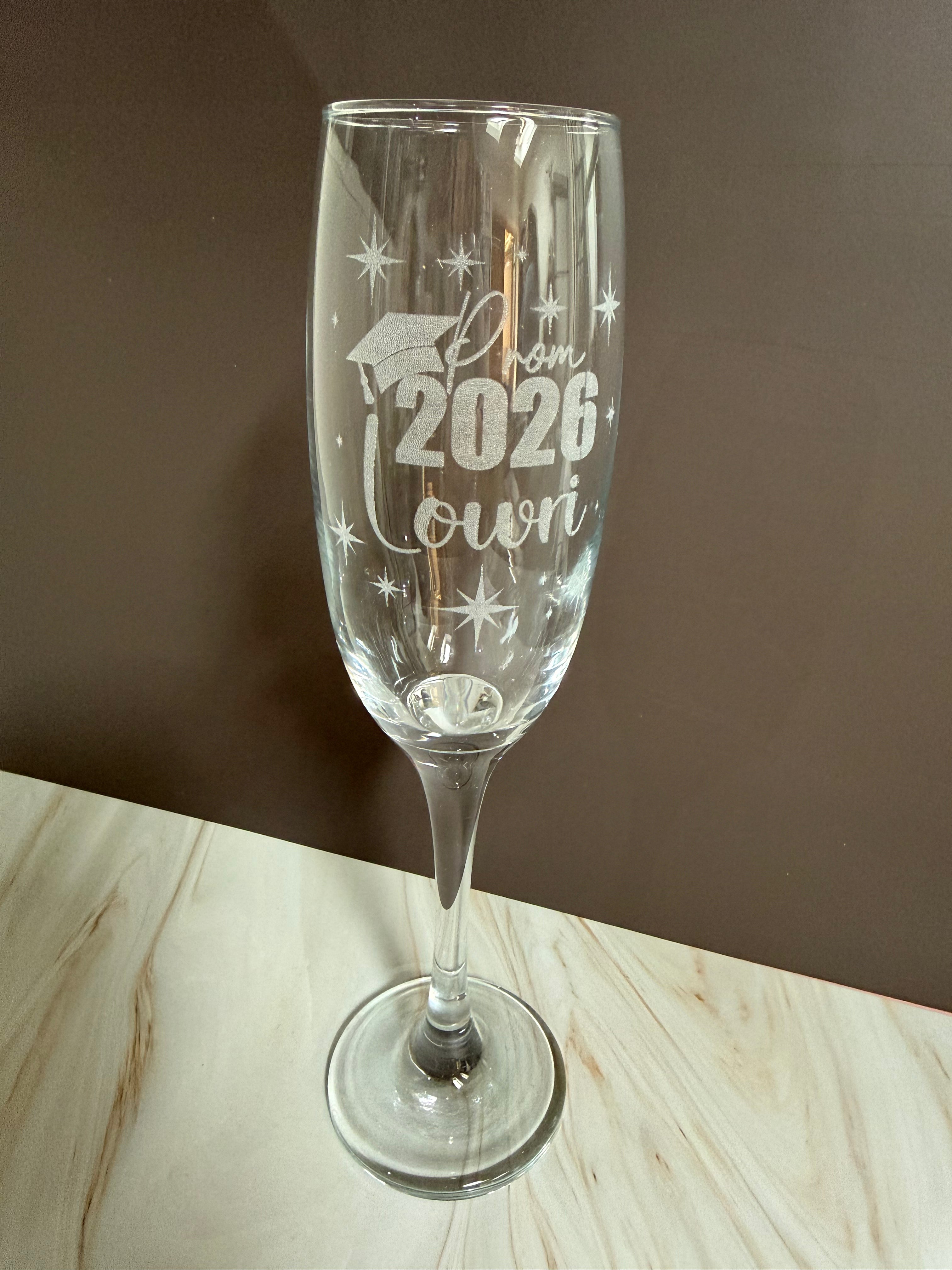 Personalised Graduation Champagne Flute 2026 – Engraved Prosecco Glass Gift for Graduate