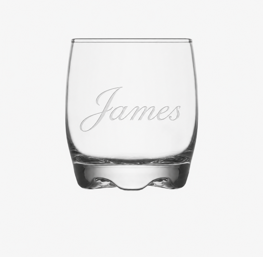 Personalised Engraved Whisky Glass – Custom Name Tumbler – Italic Script Glass – Gift for Him – Birthday, Father’s Day or Groomsmen Gift