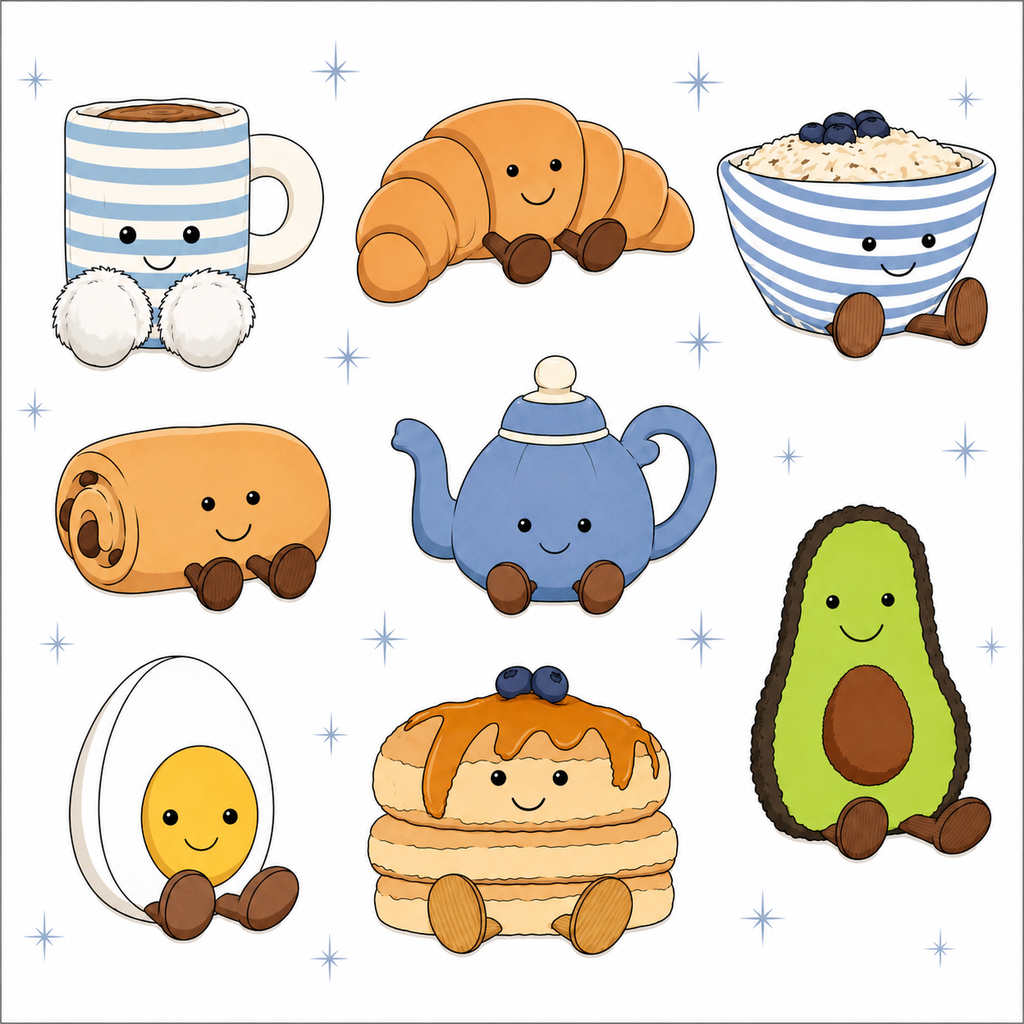 Jellycat Inspired Glass Worktop Saver | Cute Kawaii Breakfast Heat Mat | Coquette Vanity Board