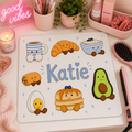 Personalised Jelly JC Inspired Glass Worktop Saver | Cute Kawaii Heat Mat & Vanity Board