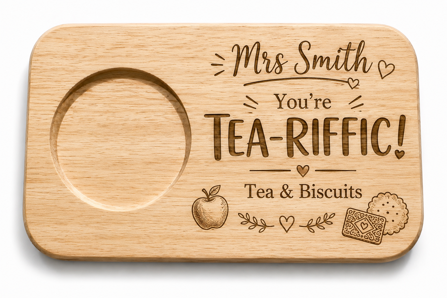 Personalised Teacher Tea & Biscuit Board | You’re Tea-riffic Gift | Teacher Thank You Present | End of Term Gift | Custom Teacher Gift